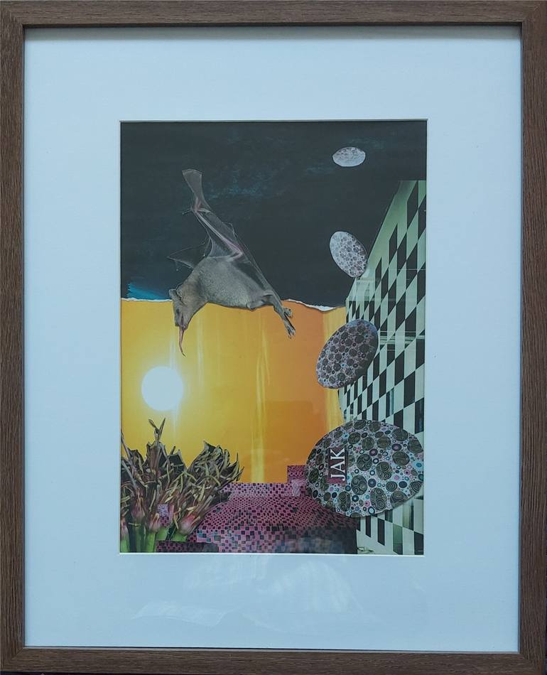 Original Fantasy Collage by Serhii Zelenchuk | Surrealism Art on Glue | When Night Touched the Sun