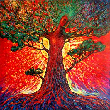 Original Surrealism Tree Paintings by Margarita Kriebitzsch