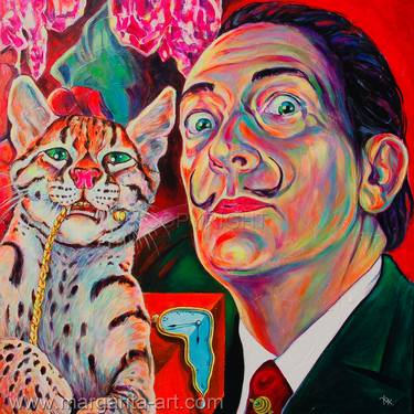 Painting Portrait of Salvador Dali with Ocelot thumb