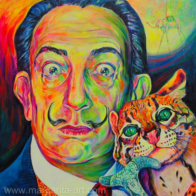 salvador dali portrait cat