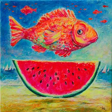 Original Figurative Fish Paintings by Margarita Kriebitzsch