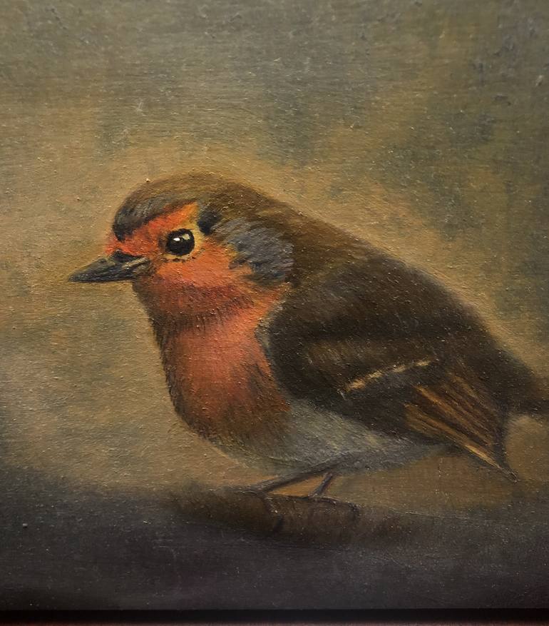 THE ENGLISH ROBIN : Original Oil Painting on Wood Painting by Alyson J ...