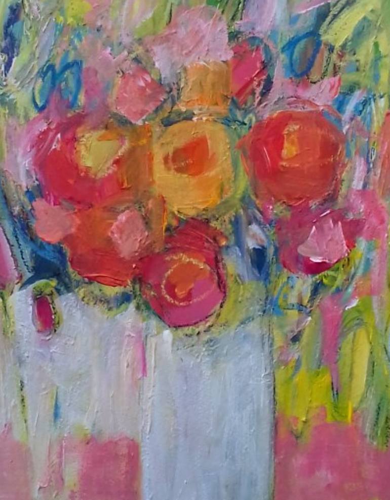 Summer Bouquet in a White Vase Painting by Jan Rippingham | Saatchi Art