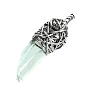 woven pendant - silver + glass thumb