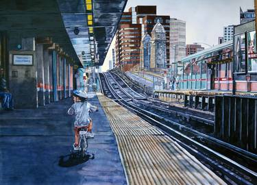 Original Figurative Cities Painting by Valerie Patterson