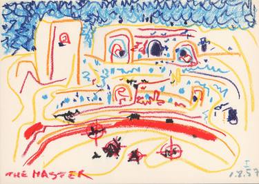 “Little Targets II”, Oil Pastel on 1961 Picasso Print thumb