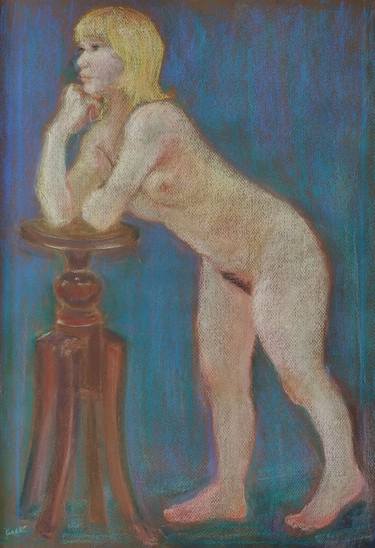 Figurative Drawing (female nude in a blue background) thumb