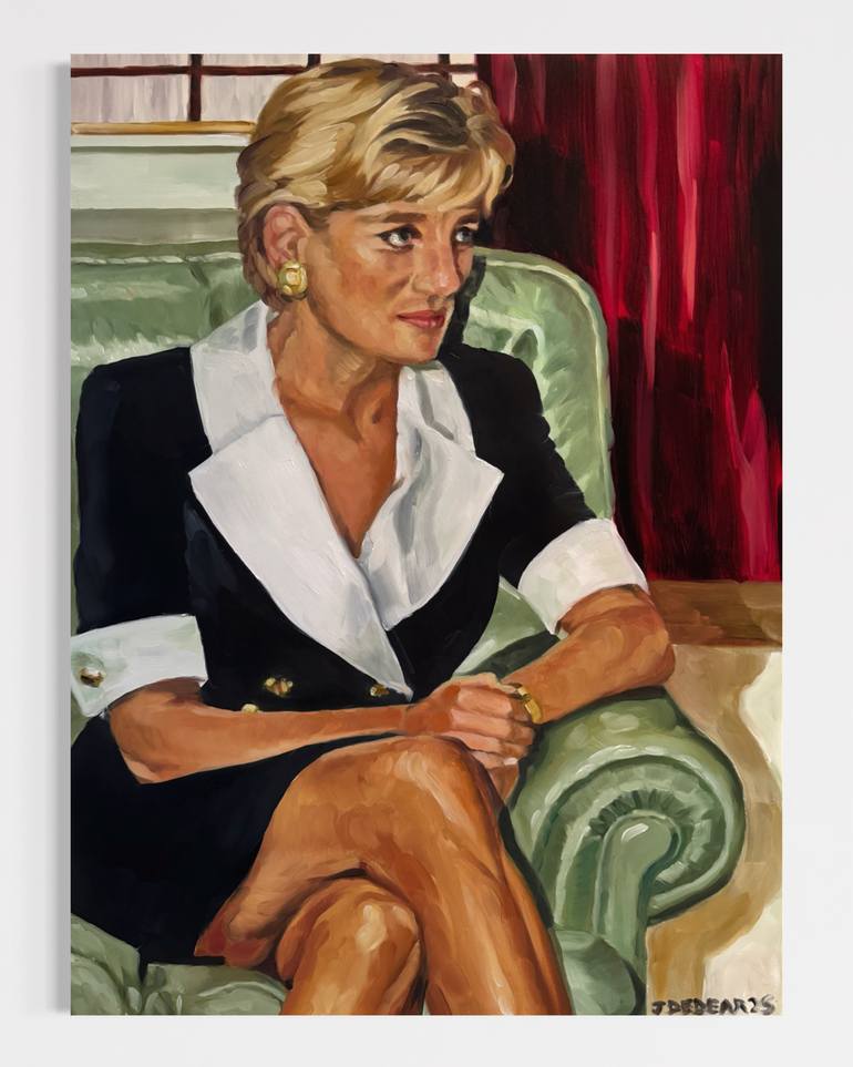 Original Famous Painting by Jane Dedear  Realism Art on Canvas  Princess Diana 1995