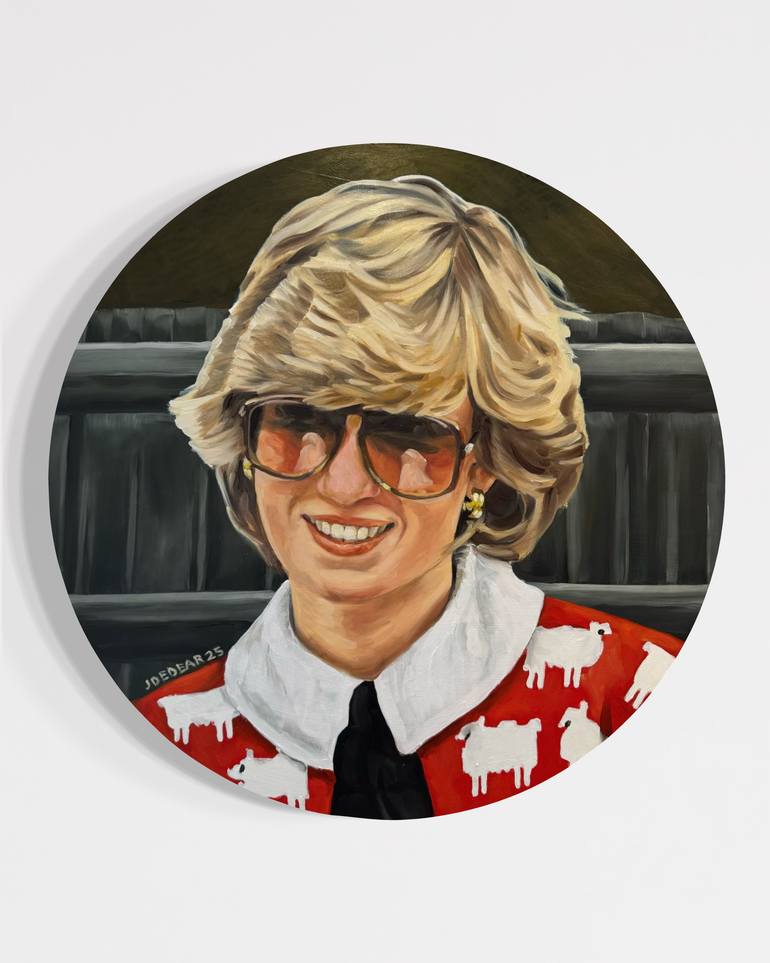 Original Famous Painting by Jane Dedear  Portraiture Art on Hardboard  Princess Diana 2