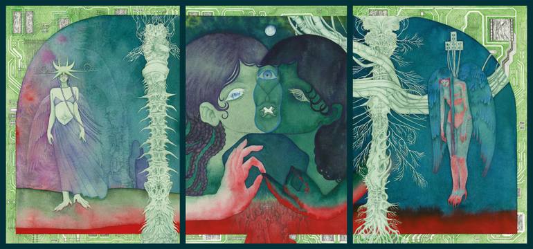 Original Figurative Classical Mythology Mixed Media by Gabriela Rytarowska