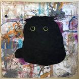 Untitled (black cat on abstraction #3) by John Geary