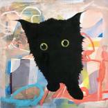 Untitled (black cat on abstraction #5) by John Geary