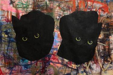 Untitled (two black cats on abstraction) thumb