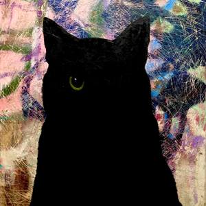 Black Cat over Abstraction (one eye)