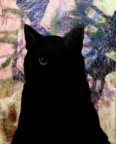 Black Cat over Abstraction (one eye) thumb