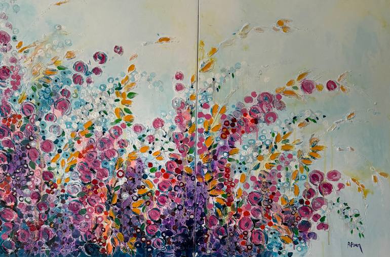 Original Floral Painting by Askin Asan | Abstract Expressionism Art on Canvas | Inner Bloom (2 Set)