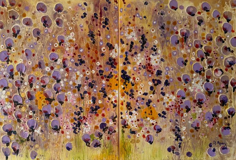 Original Floral Painting by Askin Asan | Abstract Expressionism Art on Canvas | Wild Elegance (2 Set )