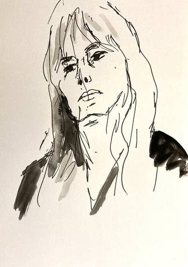Original Contemporary People Drawings by Mary Adam