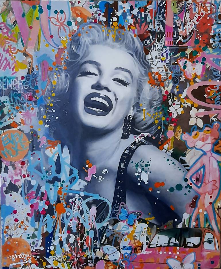 Original Famous Painting by Marcello Remigi  Contemporary Art on Canvas  Marilyn