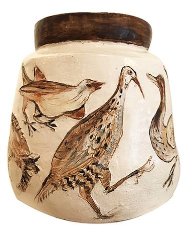 Conservatory pot, decorated with guinea-fowl design thumb
