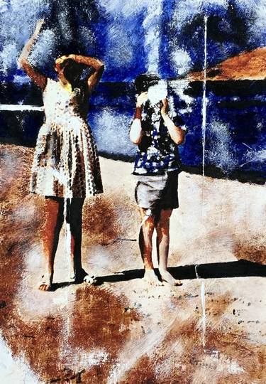 Original Figurative Beach Paintings by Sinisa Alujevic