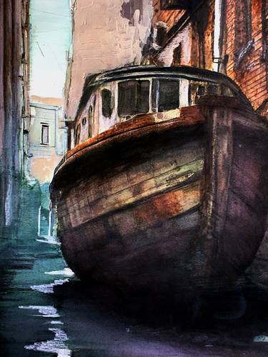 Original Fine Art Boat Paintings by Sinisa Alujevic