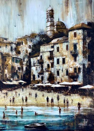 Original Impressionism Beach Painting by Sinisa Alujevic