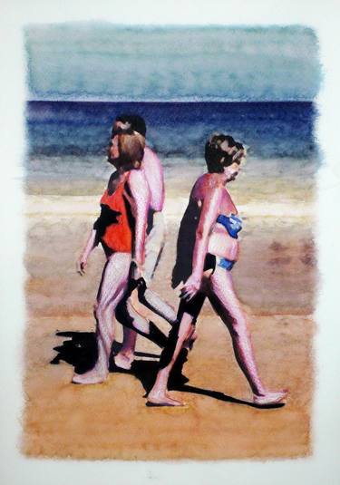 Original Figurative Beach Paintings by Sinisa Alujevic