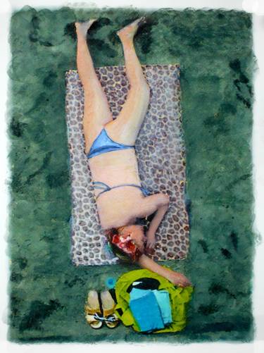 Original Figurative Beach Paintings by Sinisa Alujevic