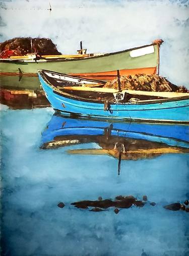 Original Fine Art Boat Paintings by Sinisa Alujevic