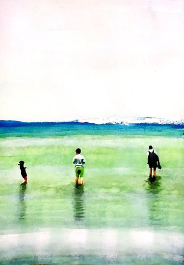 Original Fine Art Beach Paintings by Sinisa Alujevic