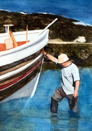 Original Figurative Boat Paintings by Sinisa Alujevic