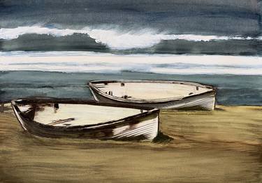 Print of Boat Paintings by Sinisa Alujevic