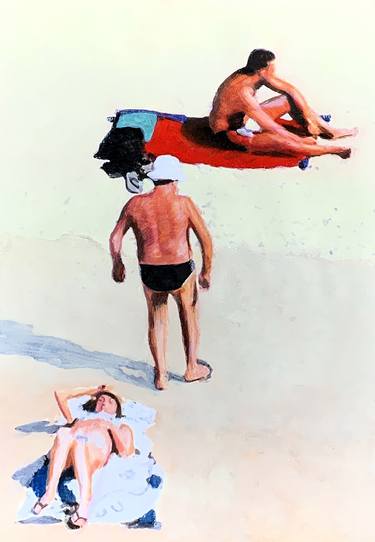 Original Figurative Beach Paintings by Sinisa Alujevic