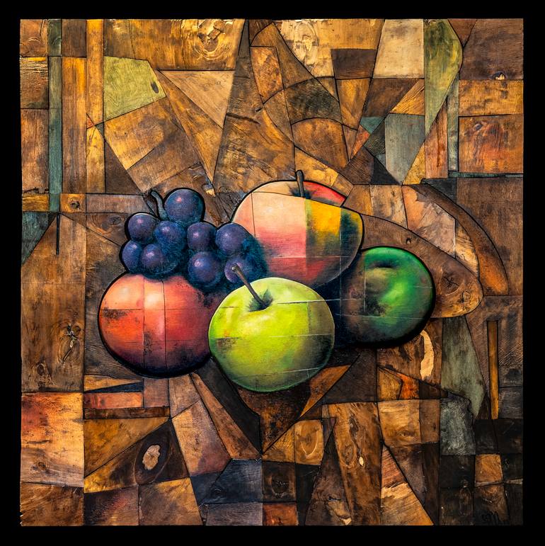 Cubist Still Life with Fruit Painting by Akos Szenasi | Saatchi Art