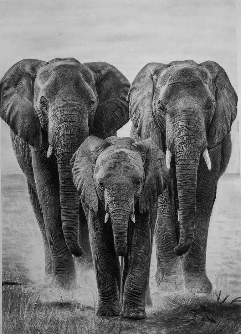 Original Animal Drawing by Johnson Issa Lubawa | Realism Art on Paper | The guardian of legacy