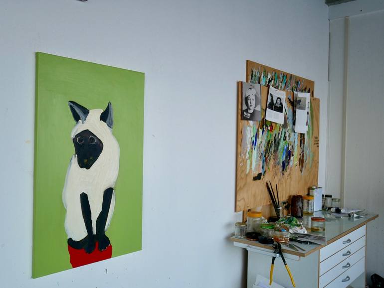 Original Figurative Cats Painting by Astrid Oudheusden