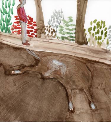 Original Figurative Dogs Drawings by Astrid Oudheusden