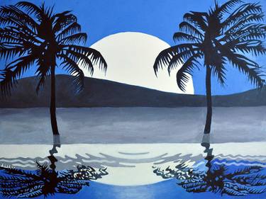 Palm Trees Moonlight Reflection thumb