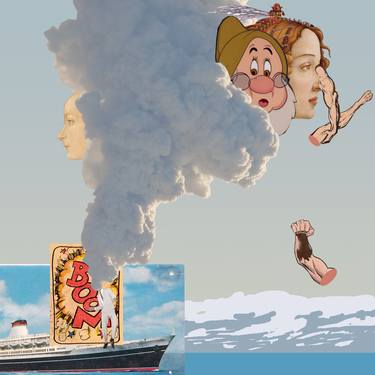 Original Surrealism Pop Culture/Celebrity Collage by Juan de la Rica