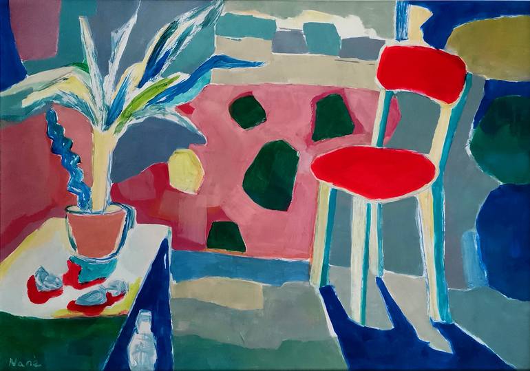 Still Life with the Plant Painting by Amalya Nane Tumanian | Saatchi Art