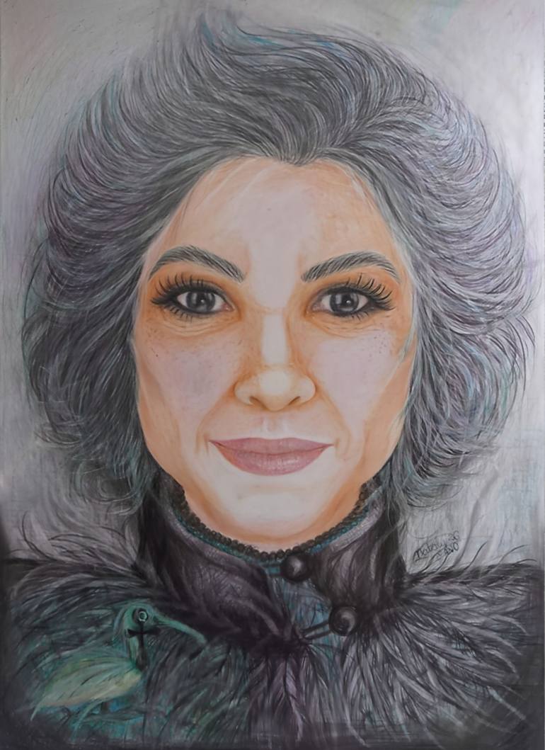 Original People Drawing by Nataly Padilha De Moura Garcia | Realism Art on Paper | The Guardian of Memory