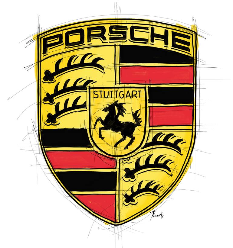 porsche logo drawing