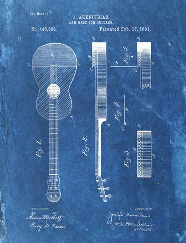 ARM REST FOR GUITARS Patent Year 1891 thumb