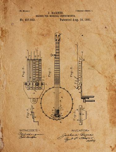 BRIDGE FOR MUSICAL INSTRUMENTS Patent Year 1891 thumb