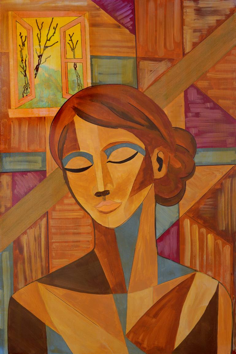 Beauty is Forever Looking at its Own Reflection, Leila Original Painting by wayne williams