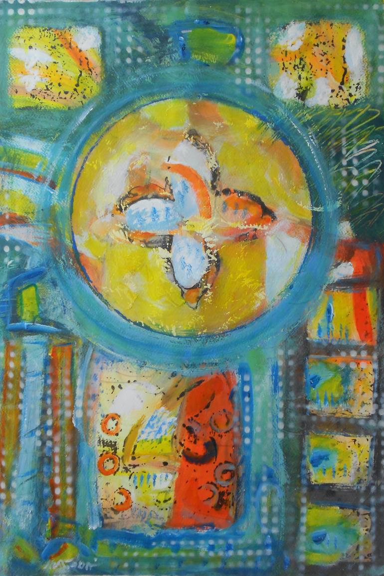 Original Abstract Painting by Nartana Thomas Holzweiler | Abstract Art on Paper | old fashioned