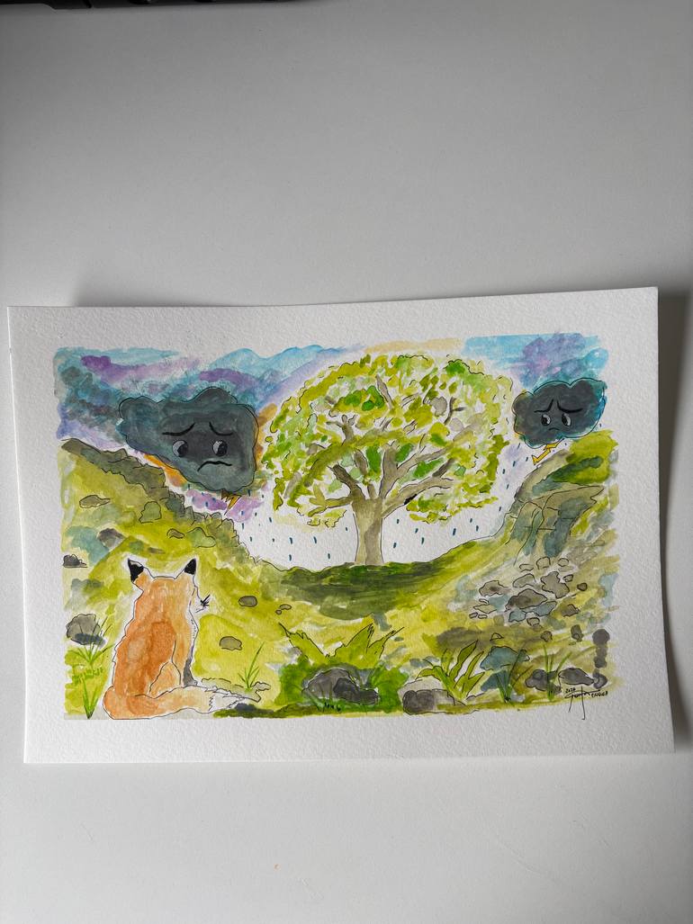 Original Nature Painting by Minerva English | Contemporary Art on Paper | The Fate of Sycamore Tree