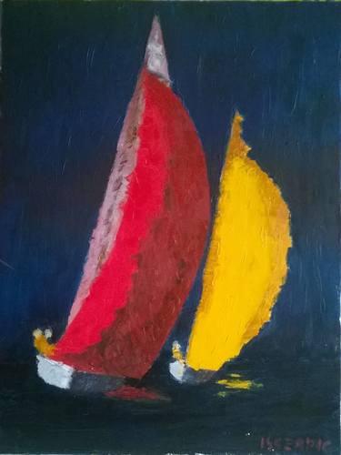 Original Expressionism Boat Paintings by Giac Giacomo Cipressi