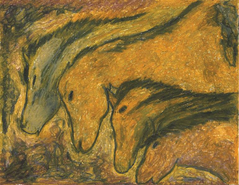 Ancient French Cave Painting (Horses) Painting by Jodie O'Flaherty ...